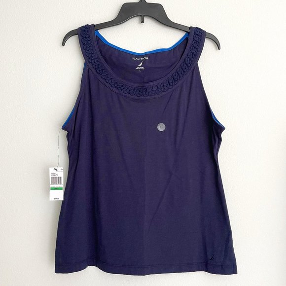 NWT - Nautica Navy Blue Tank Top with rope collar - Picture 1 of 12